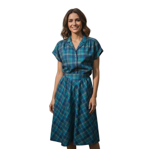 Vintage Plaid Skirt Set - Picture 1 of 14